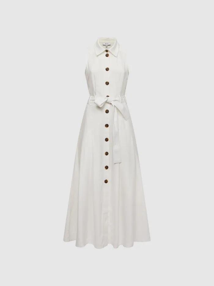 Reiss Dresses Milena Button Front Midi Dress Ivory 8211 Women