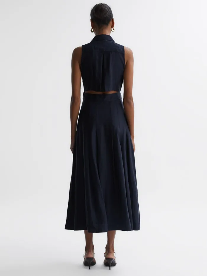 Reiss Dresses Milena Button Front Midi Dress Navy 8211 Women