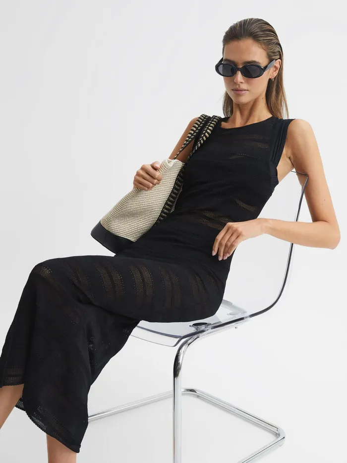 Reiss Dresses Seraphina Knitted Midi Dress Black 8211 Women