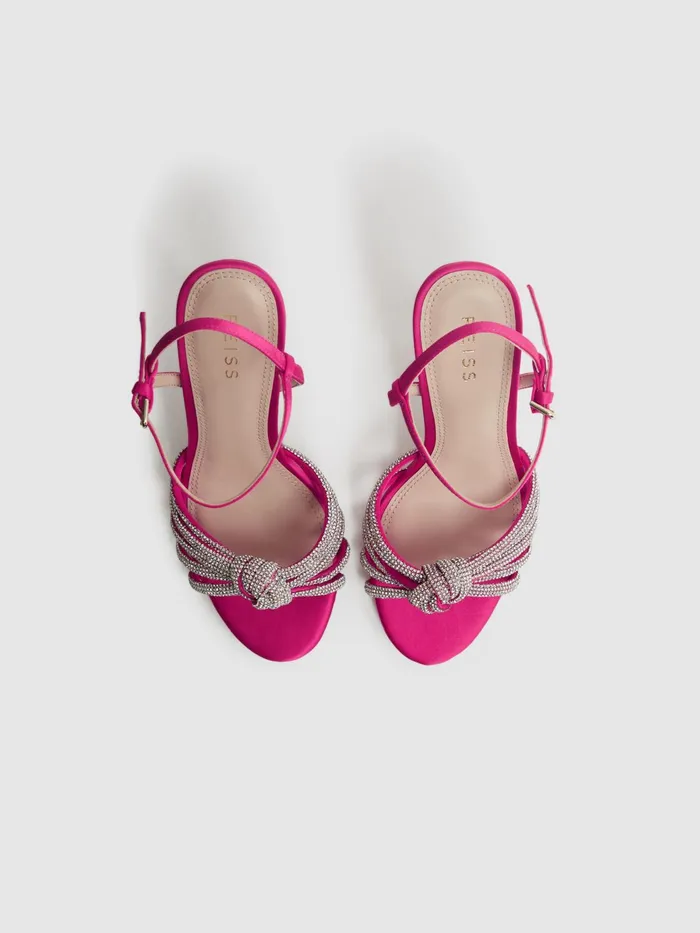 Reiss Heels Estel Embellished Heeled Sandals Pink 8211 Women