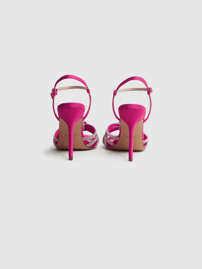 Reiss Heels Estel Embellished Heeled Sandals Pink 8211 Women