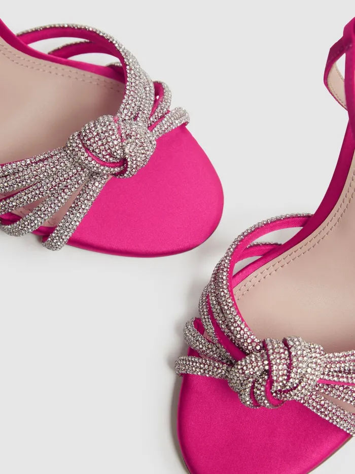 Reiss Heels Estel Embellished Heeled Sandals Pink 8211 Women
