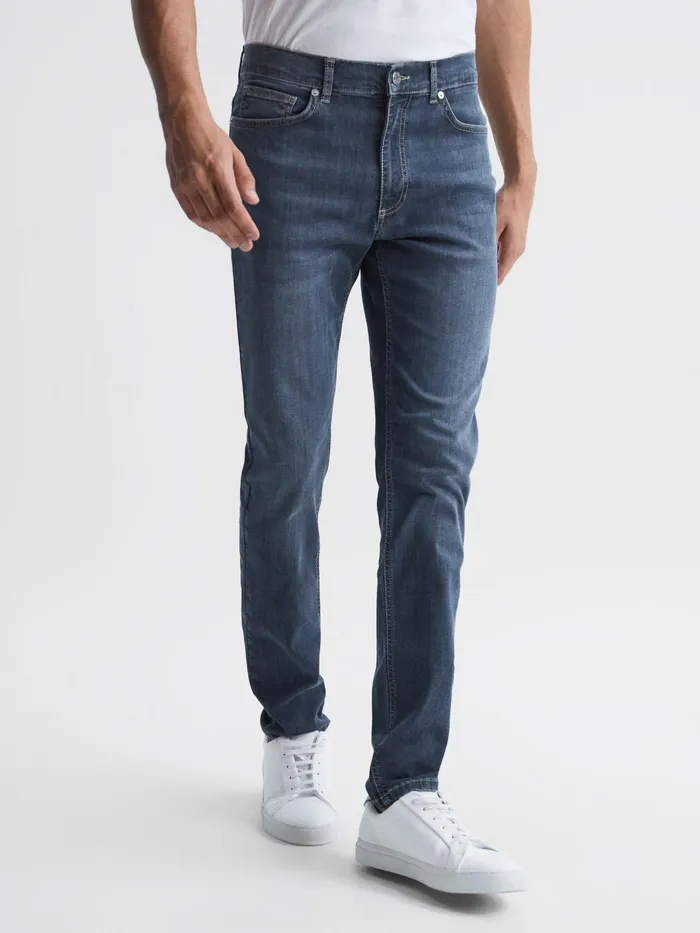 Reiss Jeans James Jersey Slim Fit Washed Jeans Washed Indigo 8211 Men