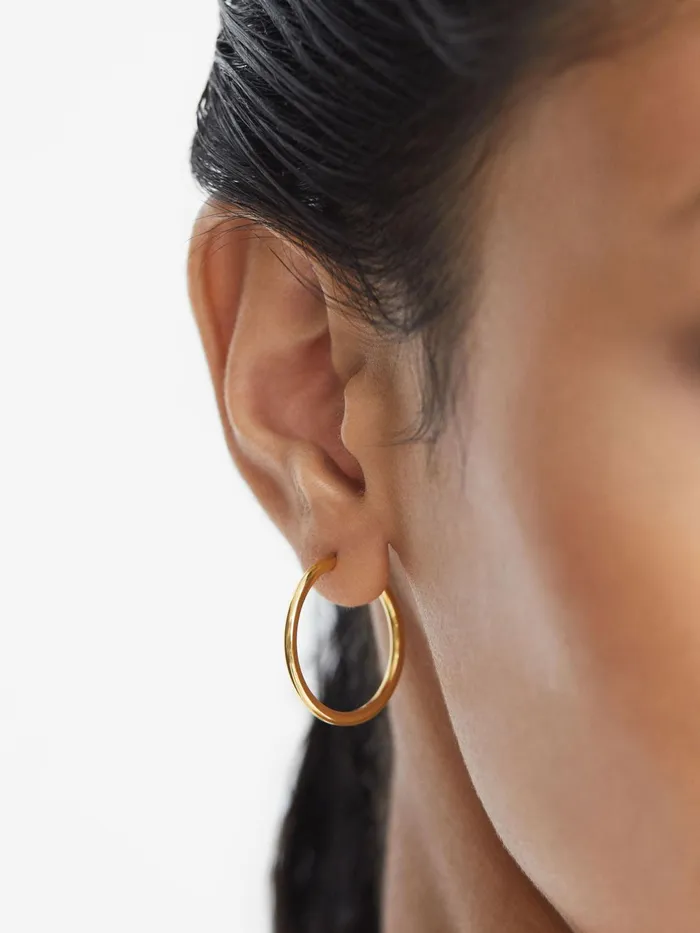 Reiss Jewellery Senorita 20 Maria Black Hoop Earrings Gold 8211 Women