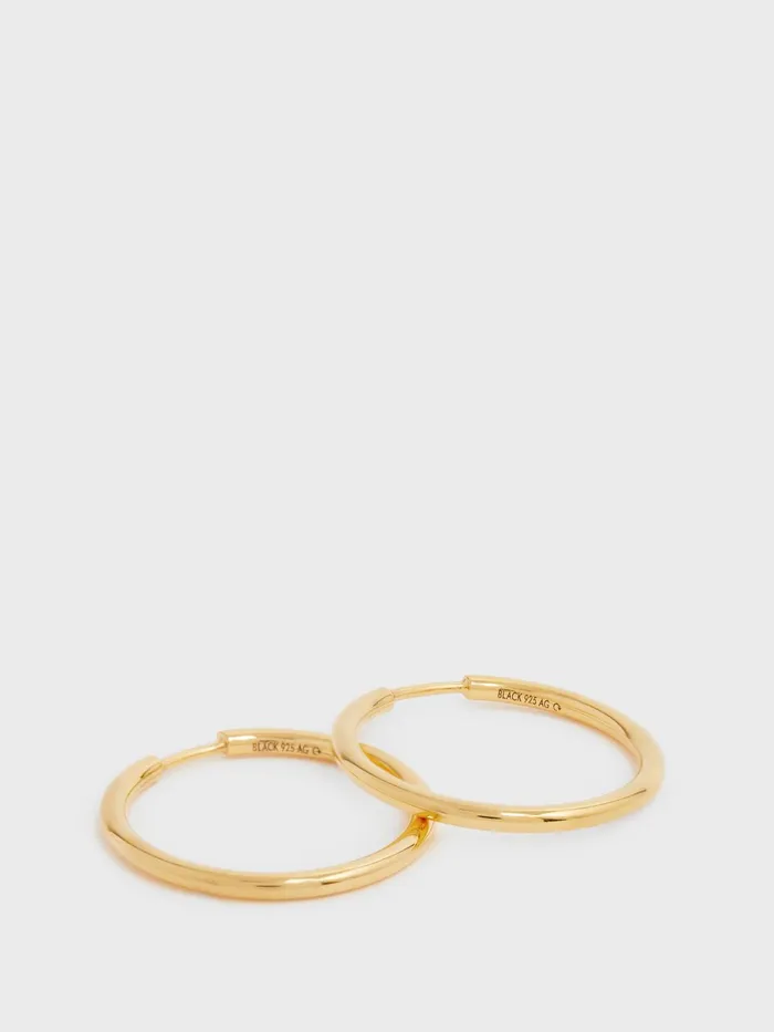 Reiss Jewellery Senorita 20 Maria Black Hoop Earrings Gold 8211 Women