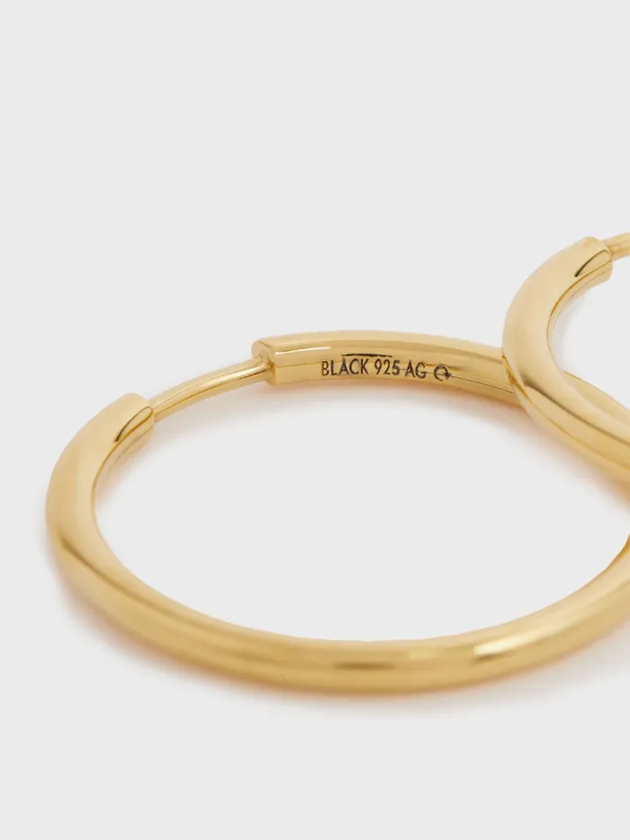 Reiss Jewellery Senorita 20 Maria Black Hoop Earrings Gold 8211 Women
