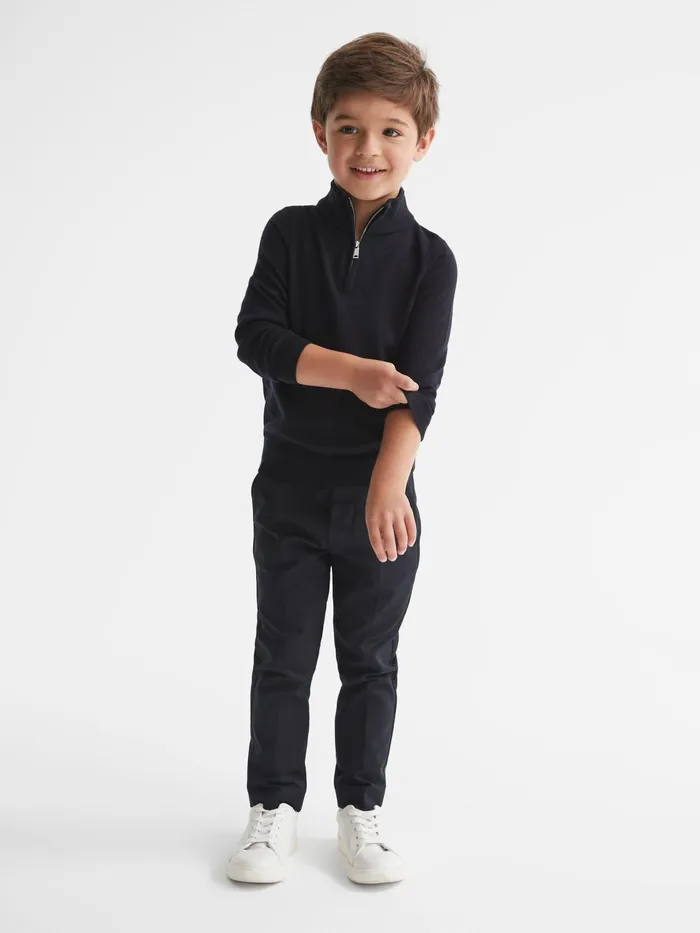 Reiss Knitwear Blackhall Junior Zip Up Knitted Jumper Navy 8211 Children