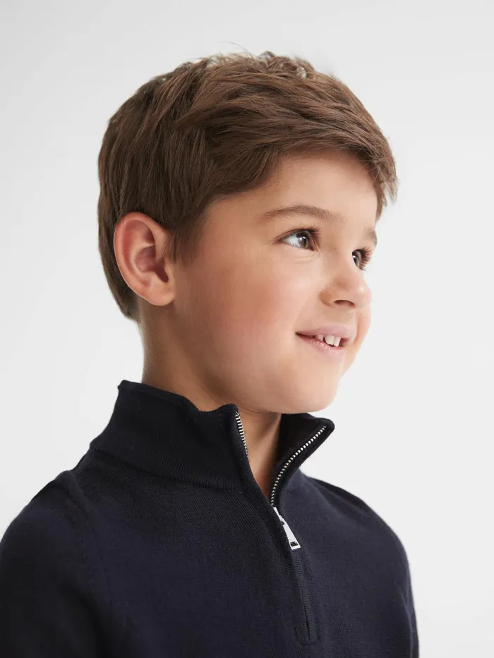Reiss Knitwear Blackhall Junior Zip Up Knitted Jumper Navy 8211 Children