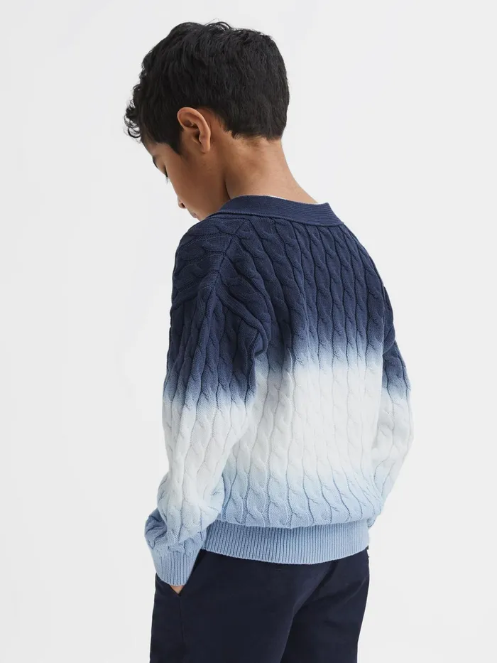 Reiss Knitwear Cosmo Ombre Cable Knit Cardigan Blue 8211 Children