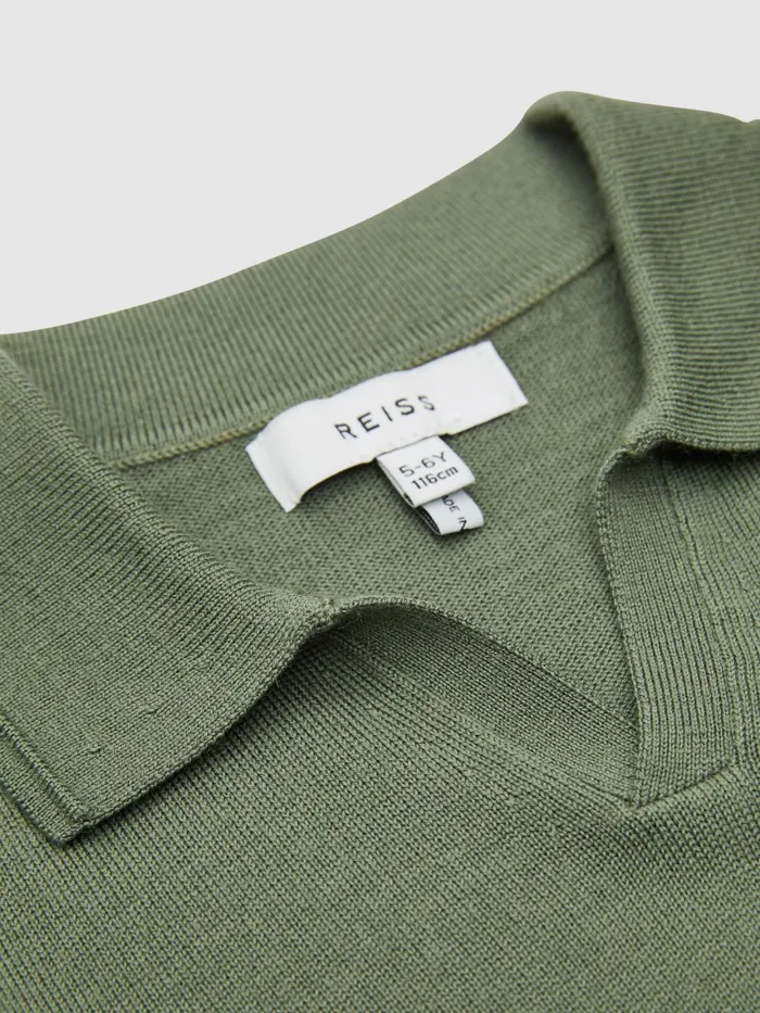 Reiss Knitwear Duchie Merino Wool Open Collar Polo Shirt 8211 Children