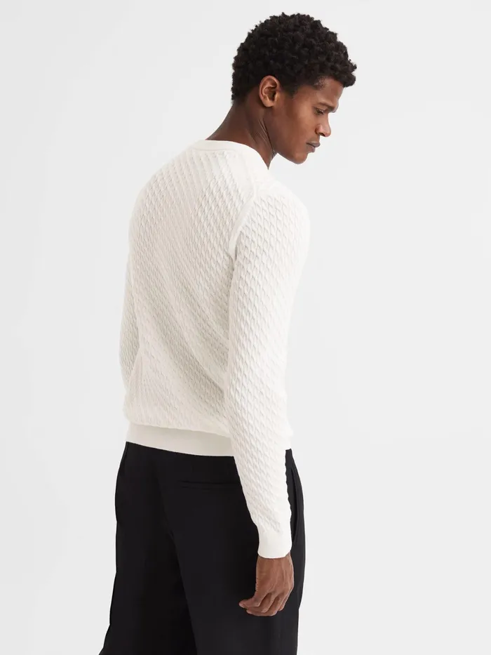 Reiss Shirts Arran Crew Neck Cable Knit Jumper Dark Forest Green 8211 Men