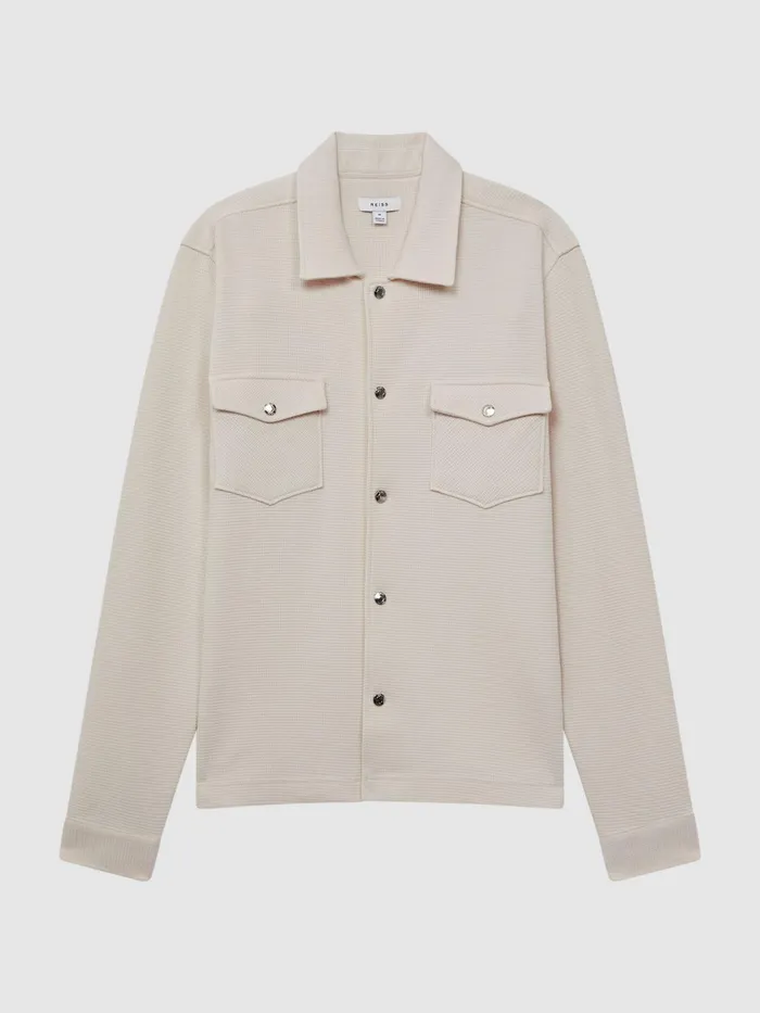 Reiss Shirts Cofax Cotton Twin Pocket Overshirt Ivory 8211 Men