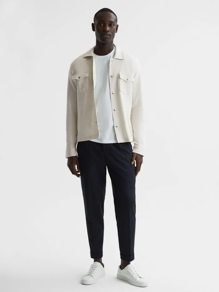 Reiss Shirts Cofax Cotton Twin Pocket Overshirt Ivory 8211 Men
