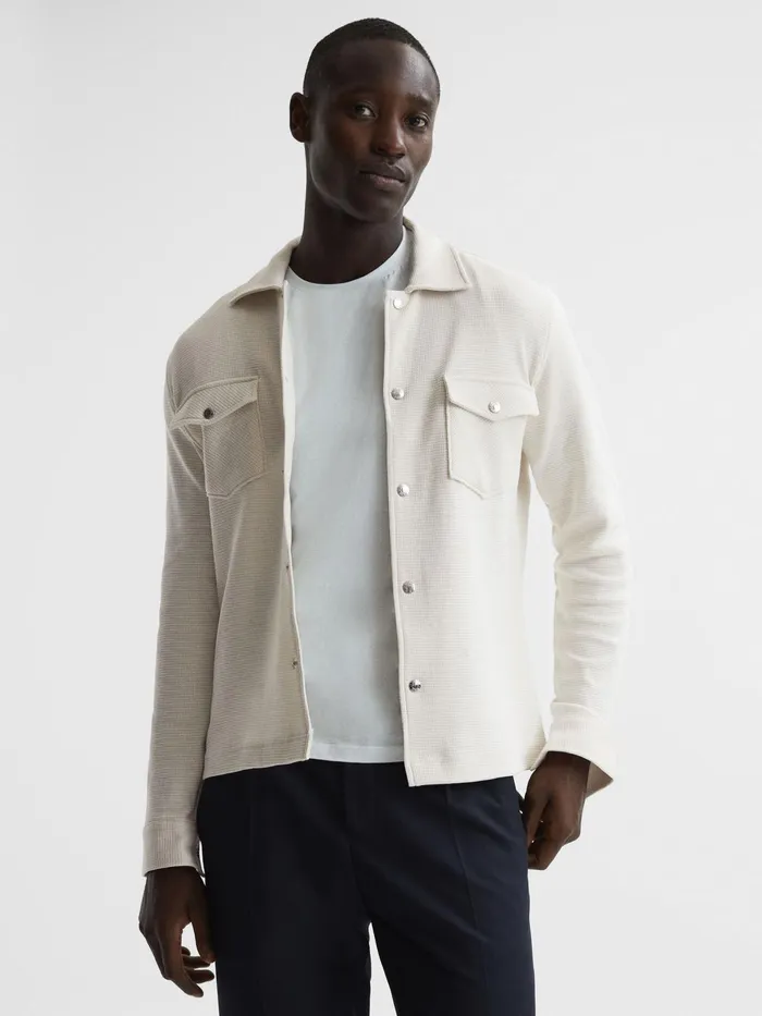 Reiss Shirts Cofax Cotton Twin Pocket Overshirt Ivory 8211 Men