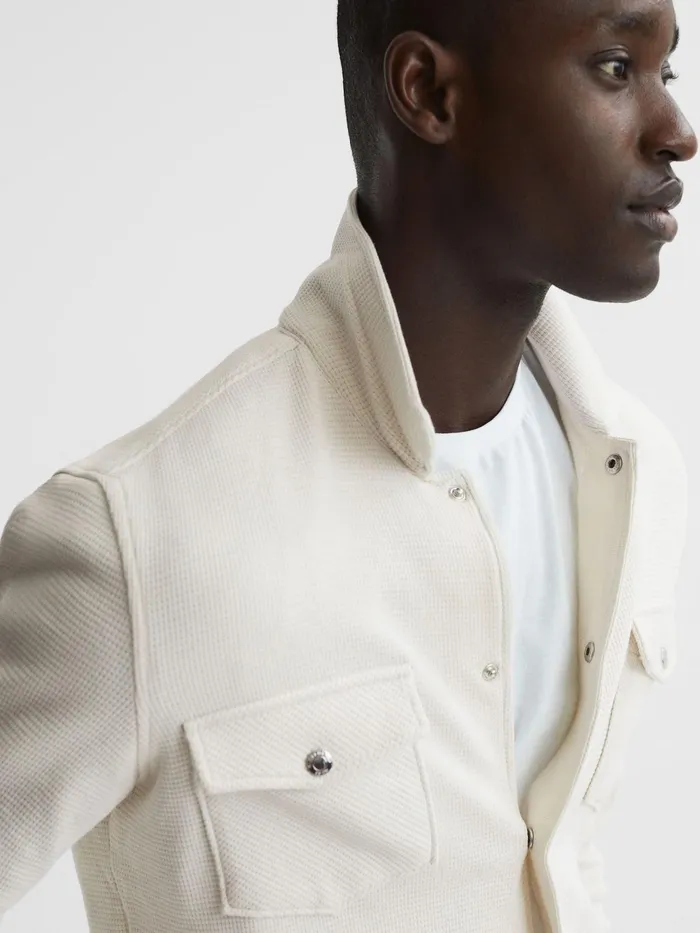 Reiss Shirts Cofax Cotton Twin Pocket Overshirt Ivory 8211 Men