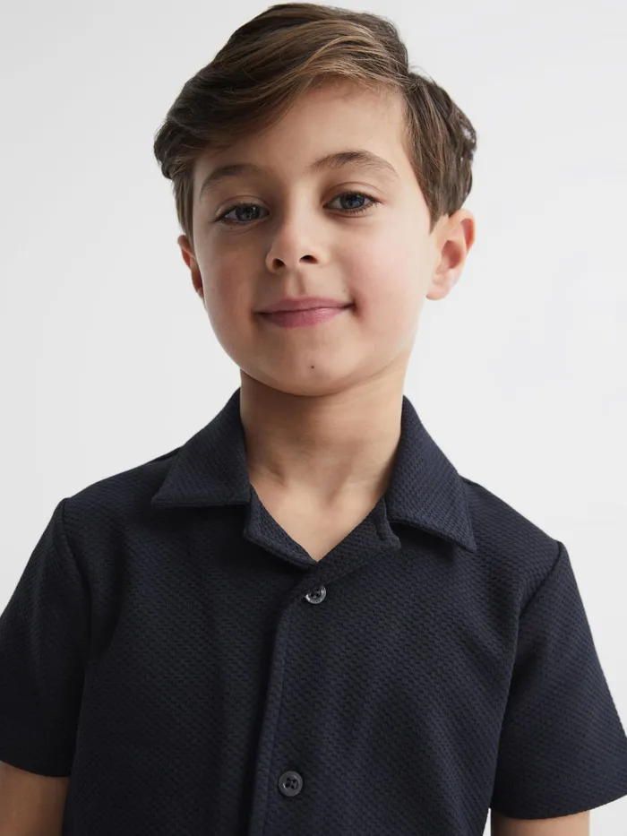 Reiss Shirts Koen Short Sleeve Cuban Collar Shirt Navy 8211 Children