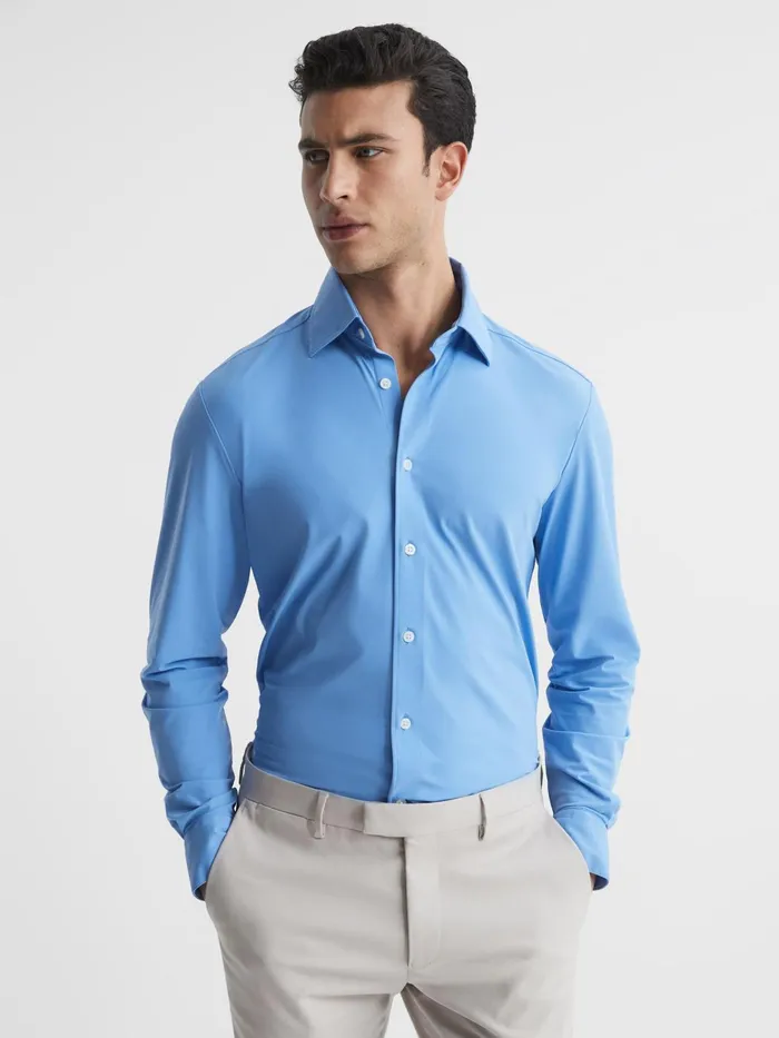 Reiss Shirts Voyager Regular Fit Travel Shirt Soft Blue 8211 Men