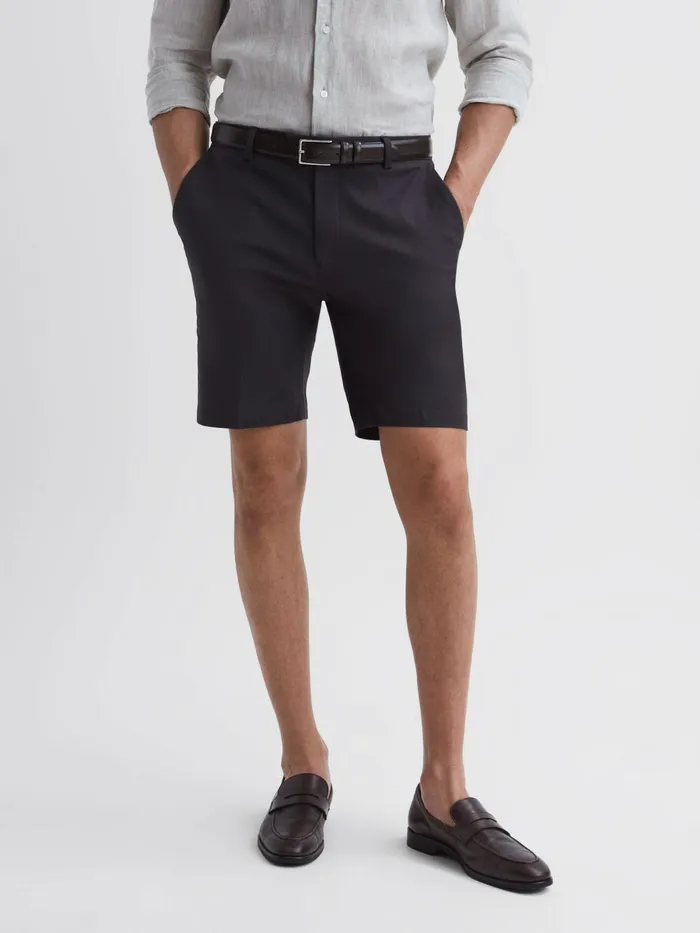 Reiss Shorts Southbury Cotton Blend Chino Shorts Slate Blue 8211 Men