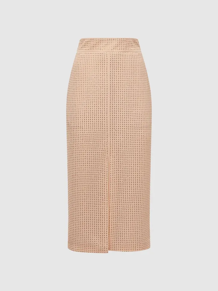 Reiss Skirts Brooklyn Embellished High Rise Midi Skirt Nude 8211 Women