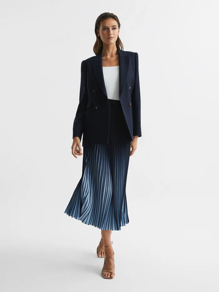 Reiss Skirts Marlie Ombre Pleated Midi Skirt Bright Blue 8211 Women