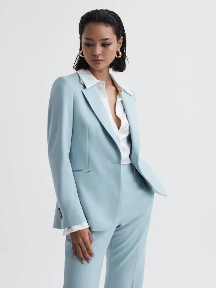 Reiss Suits and Tailoring Clara Single Breasted Wool Blend Blazer Blue 8211 Women