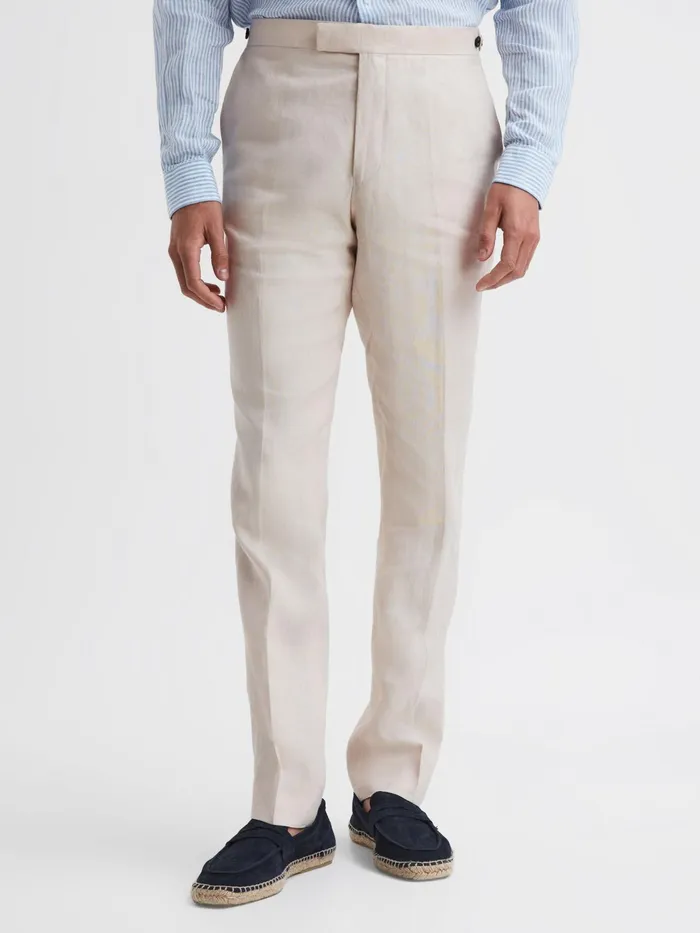 Reiss Suits and Tailoring Kin Linen Formal Trousers Stone 8211 Men