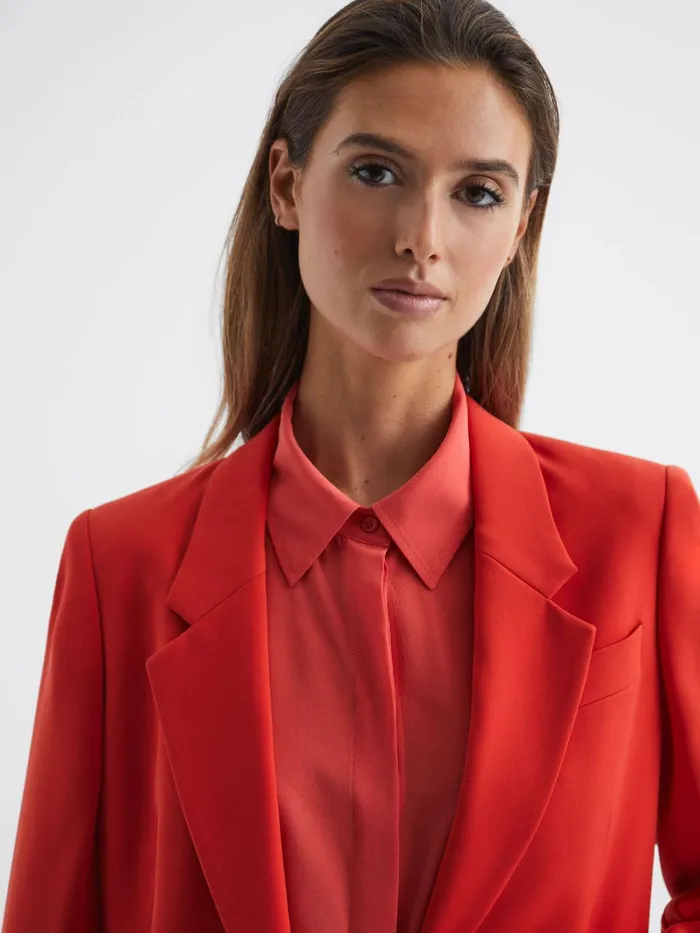 Reiss Suits and Tailoring Maia Single Breasted Split Sleeve Tailored Fit Blazer Coral 8211 Women