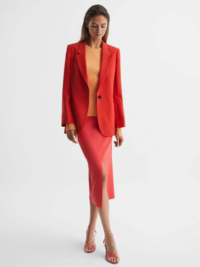 Reiss Suits and Tailoring Maia Single Breasted Split Sleeve Tailored Fit Blazer Coral 8211 Women