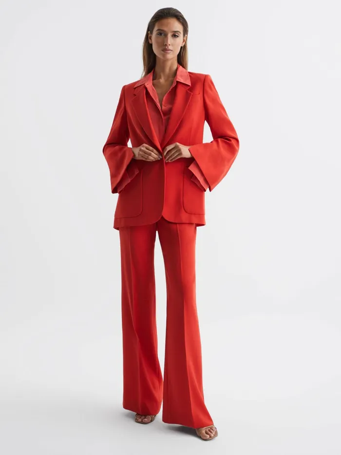 Reiss Suits and Tailoring Maia Single Breasted Split Sleeve Tailored Fit Blazer Coral 8211 Women