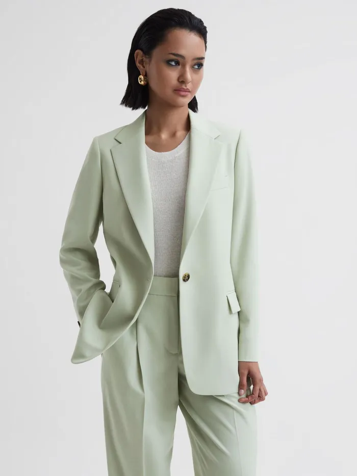 Reiss Suits and Tailoring Naomi Single Breasted Wool Blend Blazer Green 8211 Women