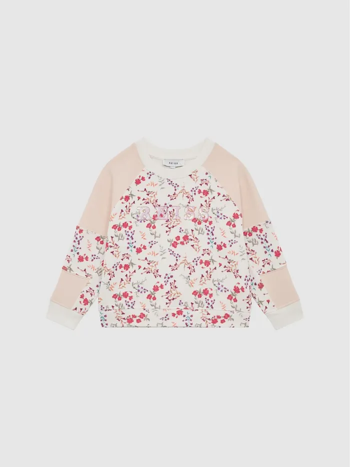 Reiss Sweats and Hoodies Billy Floral Printed Crew Neck Jumper Pink Print 8211 Children