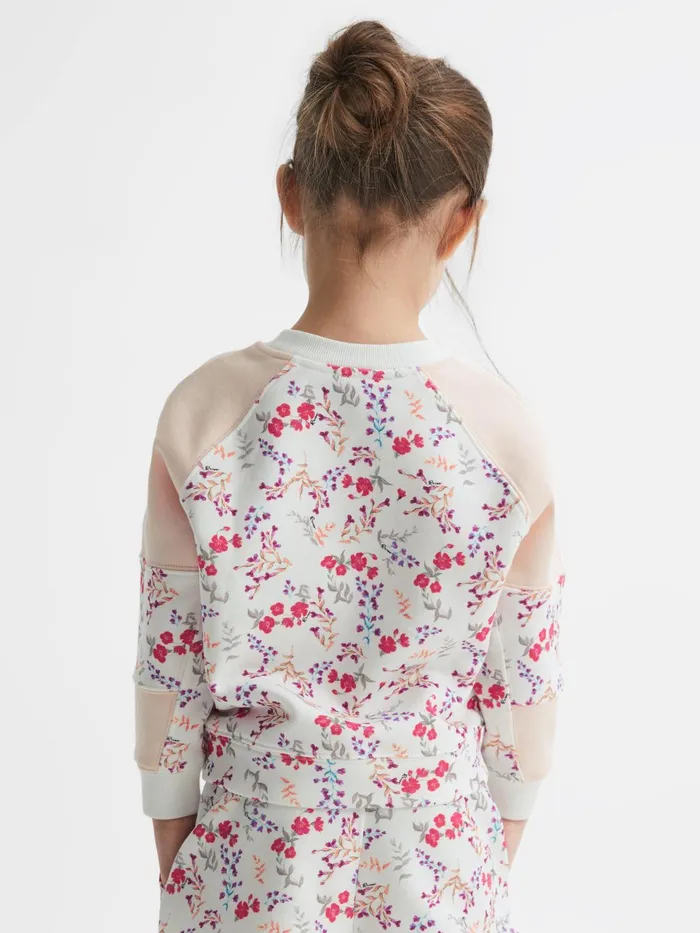 Reiss Sweats and Hoodies Billy Floral Printed Crew Neck Jumper Pink Print 8211 Children