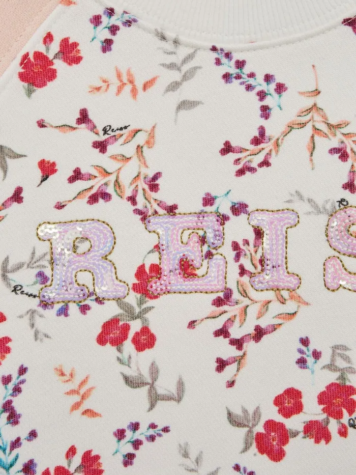 Reiss Sweats and Hoodies Billy Floral Printed Crew Neck Jumper Pink Print 8211 Children
