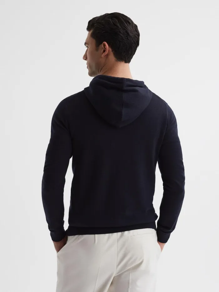 Reiss Sweats and Hoodies Holland Merino Wool Hoodie Navy 8211 Men
