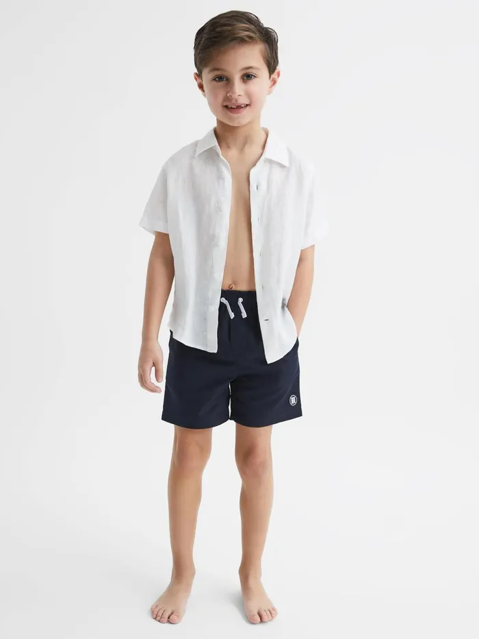 Reiss Swimwear Wave Plain Drawstring Swim Shorts Navy 8211 Children