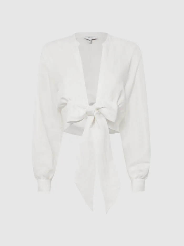 Reiss Tops Axelle Tie Front Cropped Blouse White 8211 Women