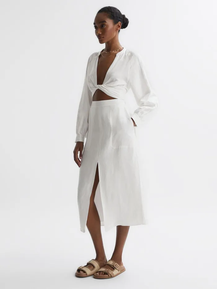 Reiss Tops Axelle Tie Front Cropped Blouse White 8211 Women