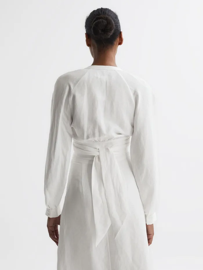 Reiss Tops Axelle Tie Front Cropped Blouse White 8211 Women