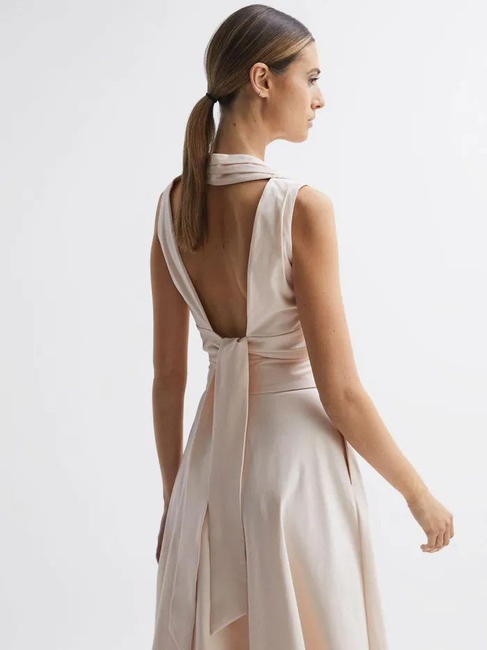 Reiss Tops Rebecca Cropped VNeck Open Back Top Nude 8211 Women