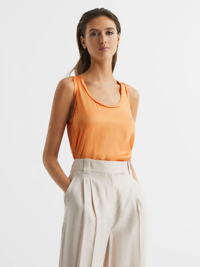 Reiss Tops Riley Silk Front Vest Aqua 8211 Women