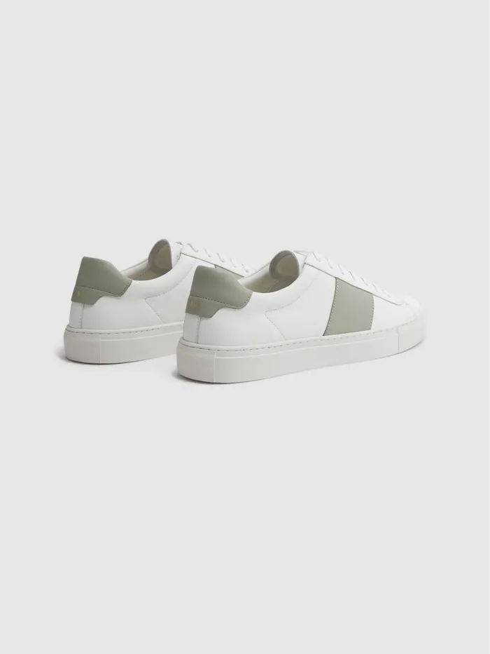 Reiss Trainers Finley Stripe Leather Trainers Whitesage 8211 Men