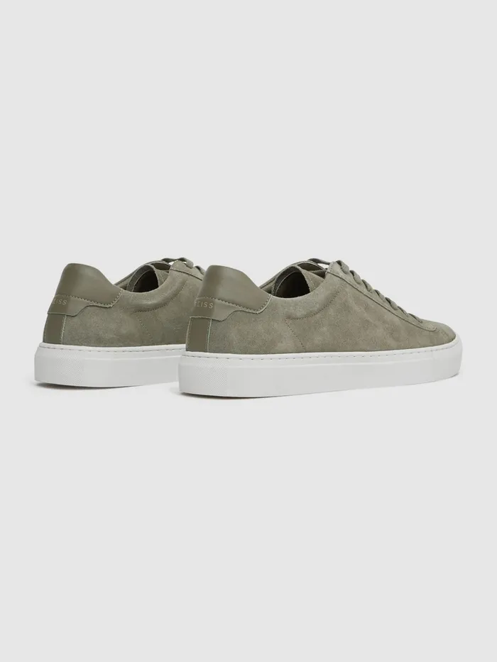 Reiss Trainers Finley Suede Suede Trainers Sage 8211 Men