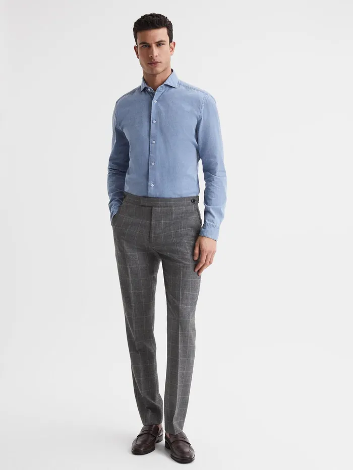 Reiss Trousers Newbury Slim Fit Checked Trousers Grey 8211 Men