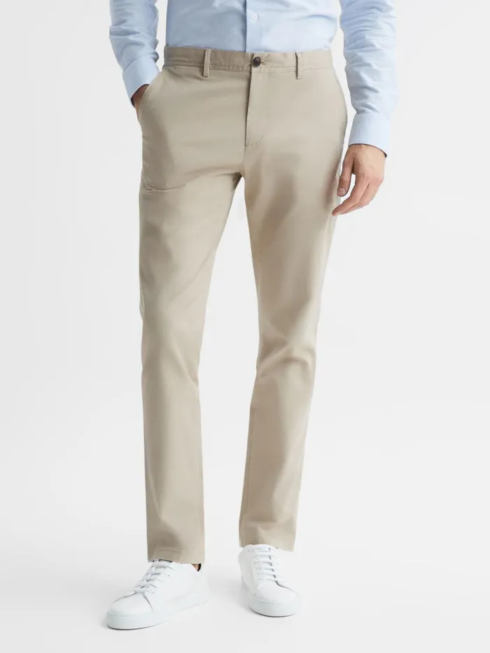 Reiss Trousers Pitch Slim Fit Washed Chinos Stone 8211 Men