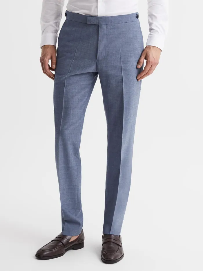 Reiss Trousers Wish Slim Fit Wool Blend Trousers Soft Blue 8211 Men