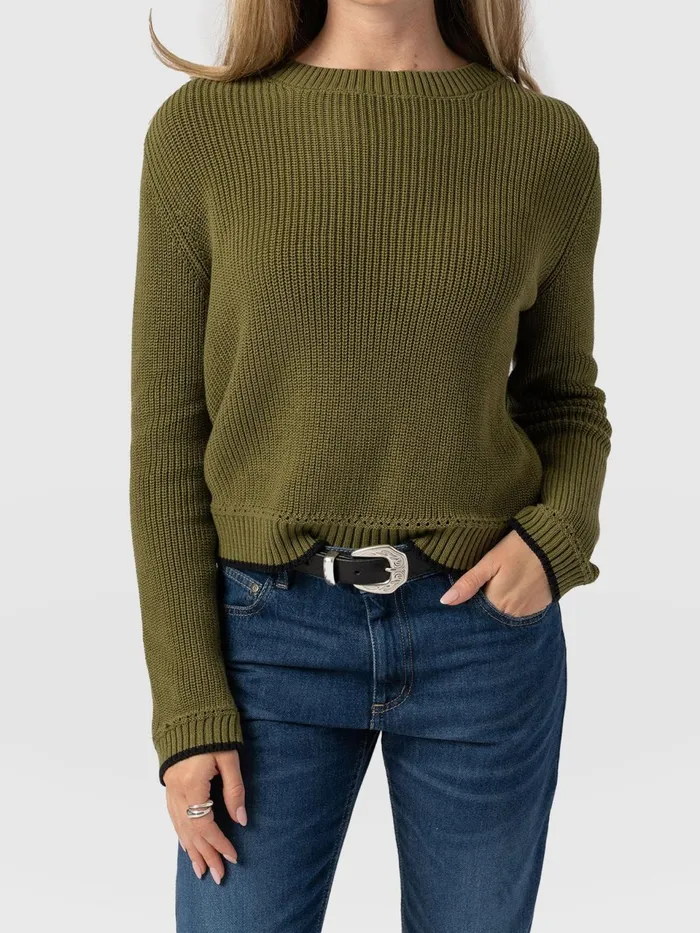 Remy Crop Sweater 8211 Khaki Khaki Women Saint And Sofia Knitwear