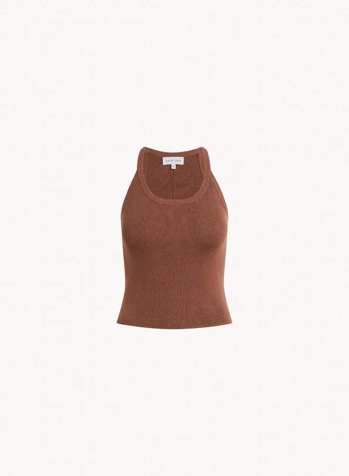 Rounded Neck Linen Jersey Tank 8211 French Espresso Women Bella Dahl Sleeveless