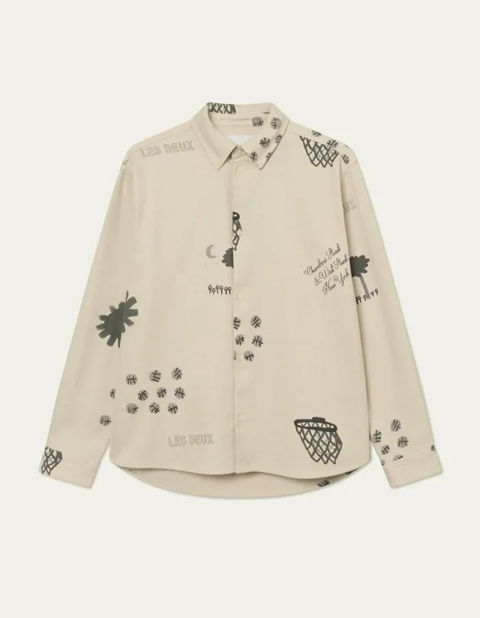 ShirtsOvershirts Men Les Deux Karl AOP Shirt 20 8211 IvoryGrey