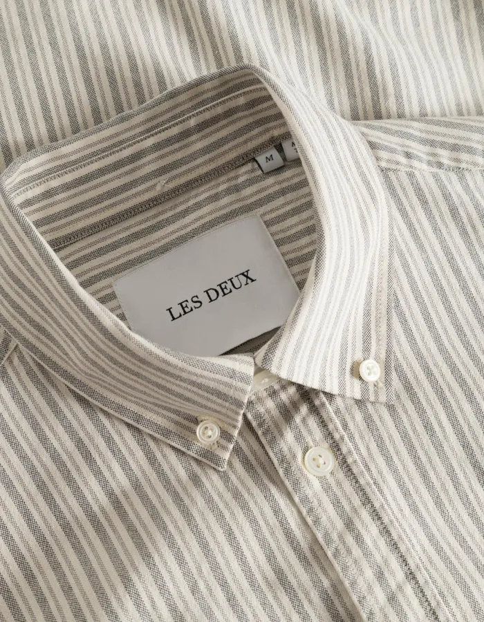 ShirtsOvershirts Men Les Deux Konrad Stripe Oxford Shirt 8211 Light IvoryRosin