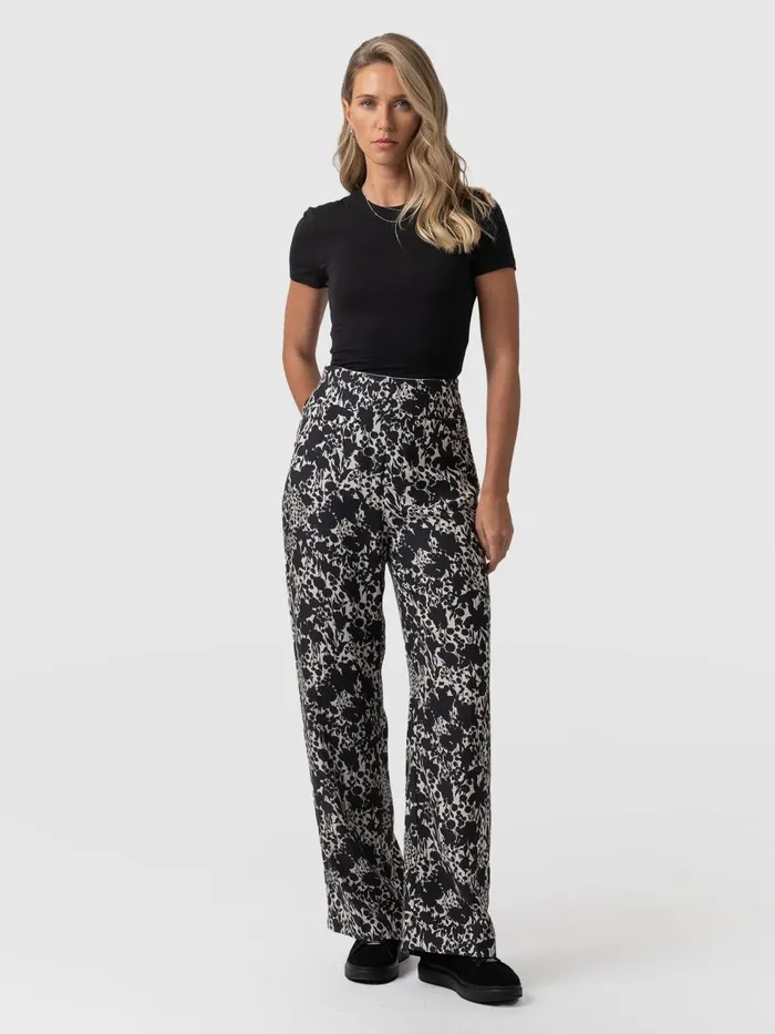 Sienna High Waisted Pant 8211 Black Cream Floral Black Cream Floral Women Saint And Sofia Pants